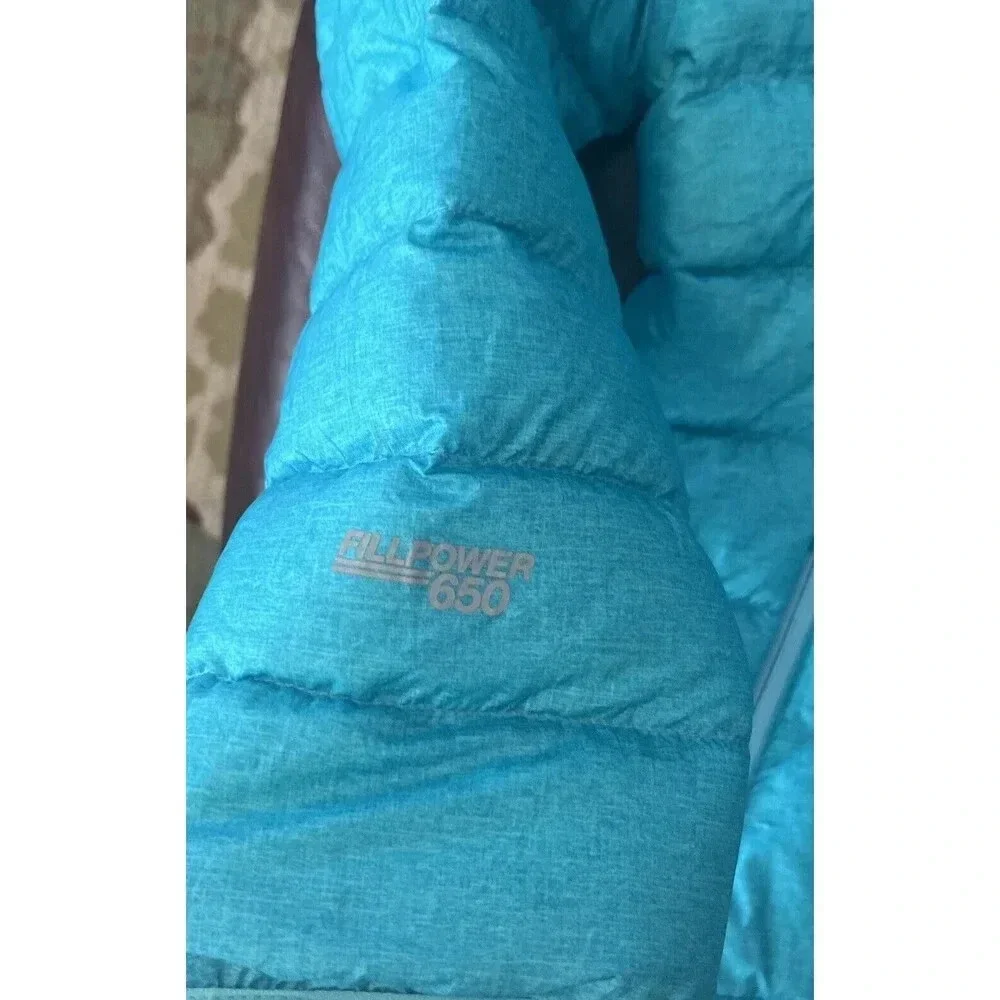 Gerry Kids Ultra Light Hooded Jacket Large (14-16) Turquoise Blue Fillpower 600